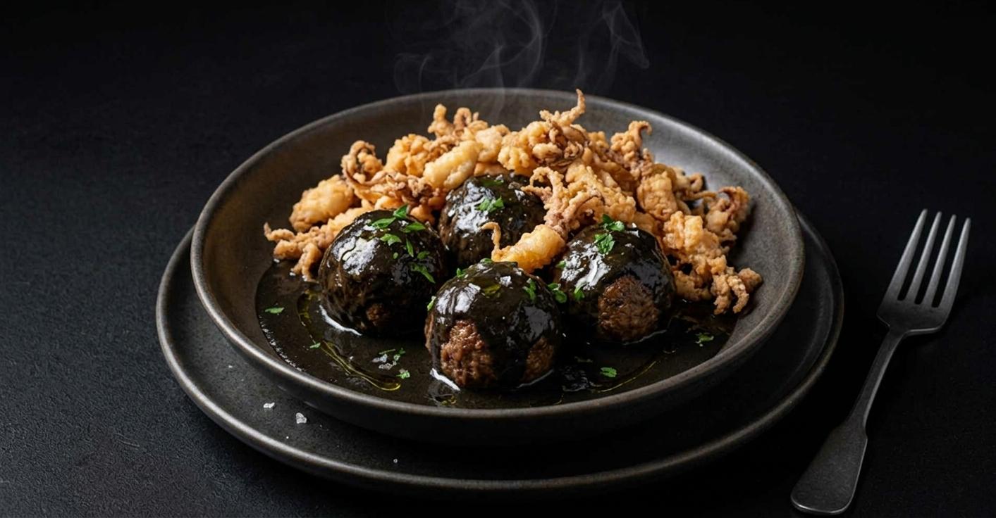 Albóndigas artesanales con salsa de mercado en restaurante en Santa María del Mar
