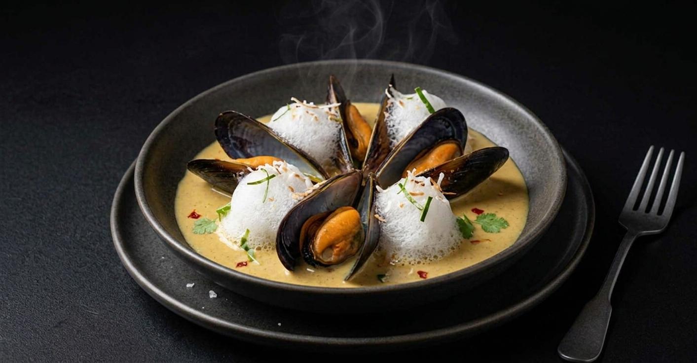 Mejillones frescos de roca del Cantábrico en restaurante en Castrillón