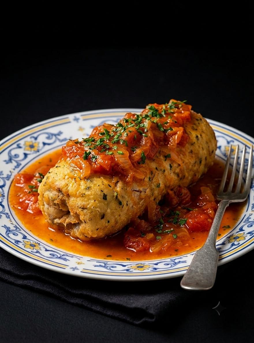 Rollo de bonito elaborado con receta tradicional asturiana frente al mar